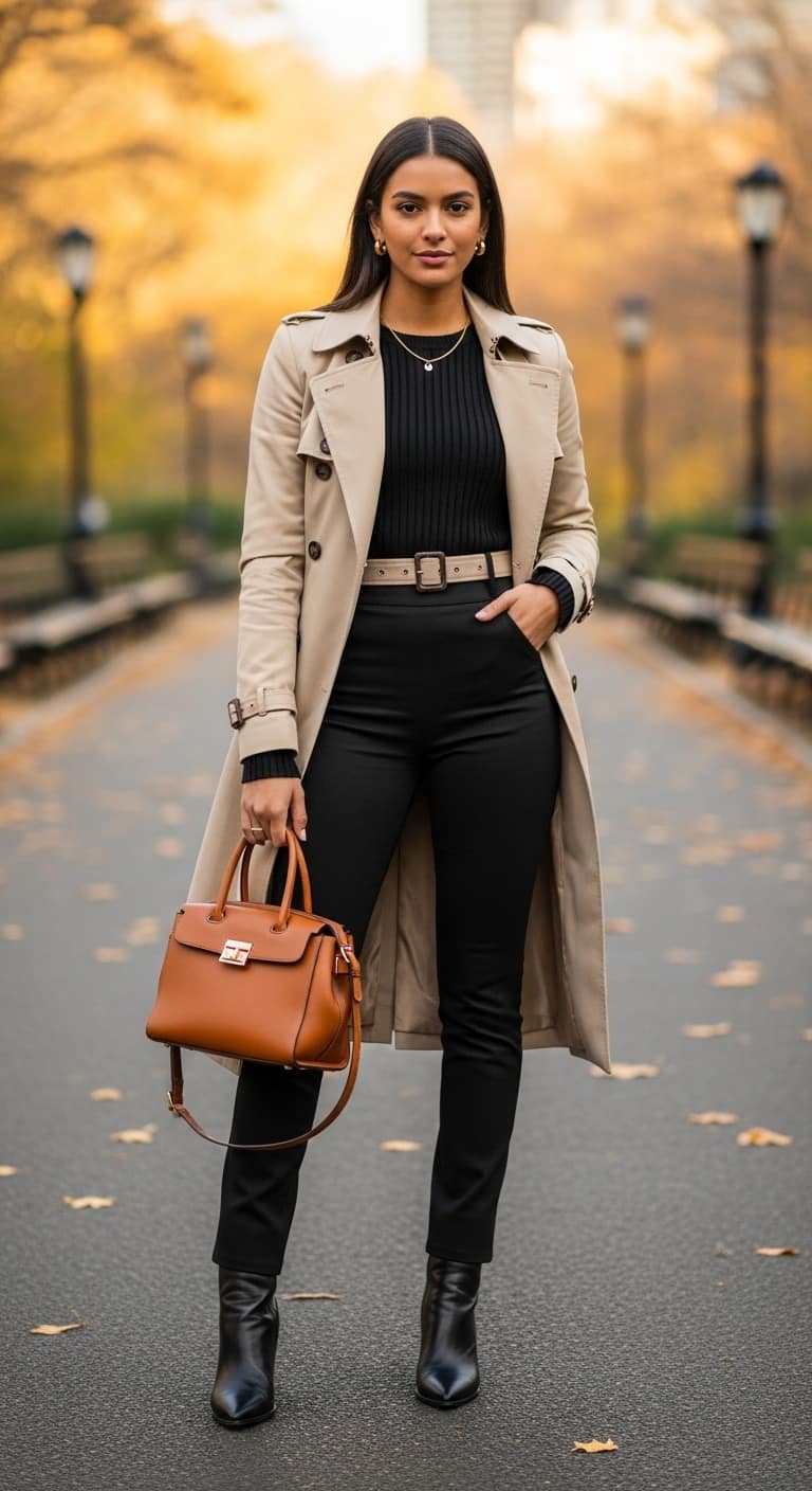 Black Leggings Trench Coat