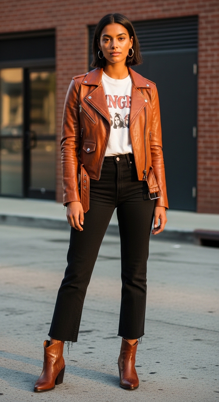Brown Leather Jacket Outfit