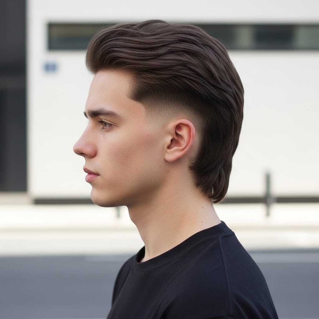 Classic Taper Fade Mullet.
