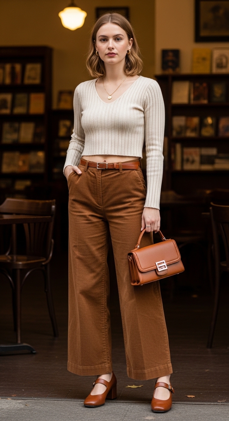 Corduroy Pants Knit Top