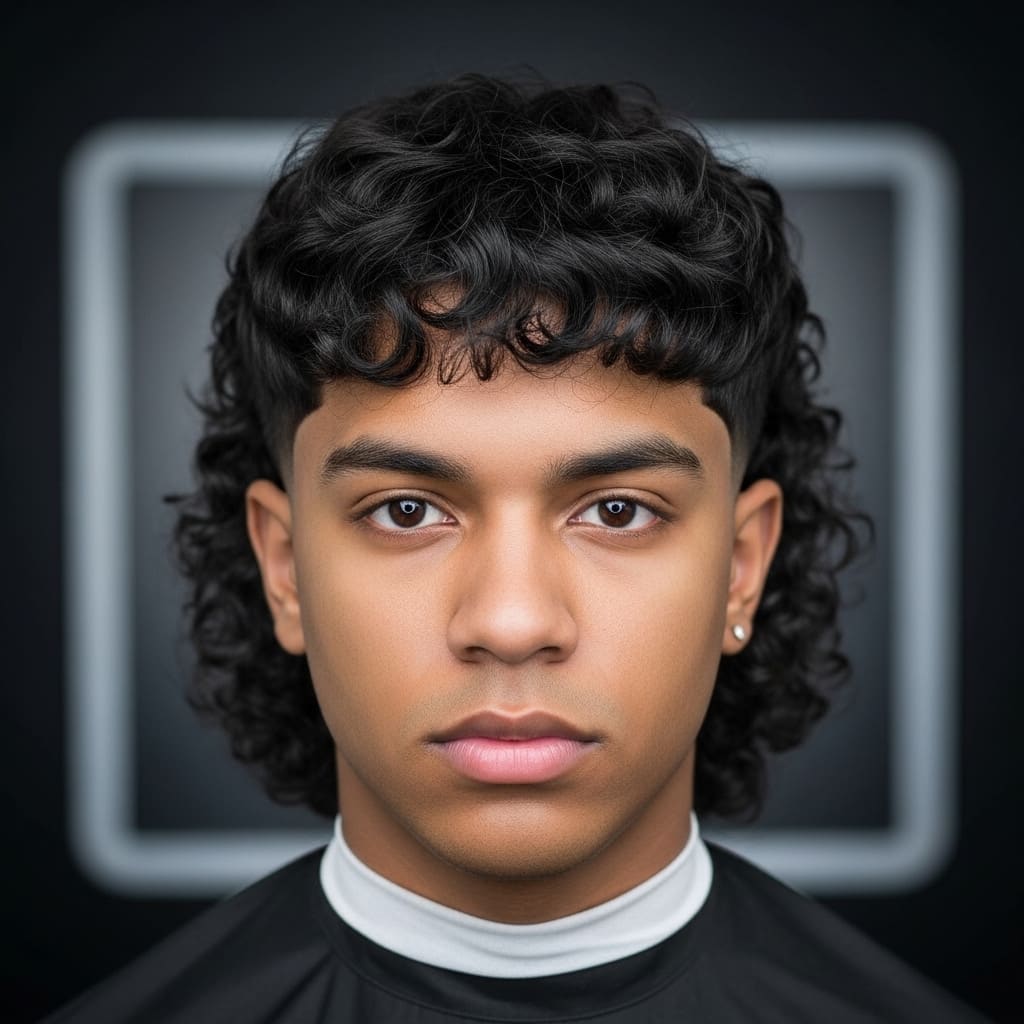 Curly Fade Mullet