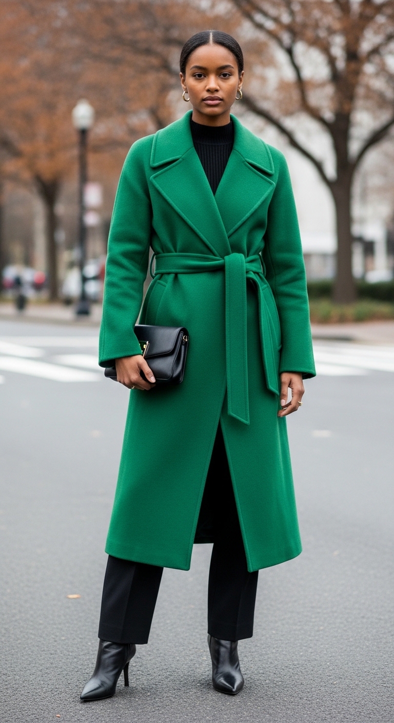 Emerald Green Wrap Coat