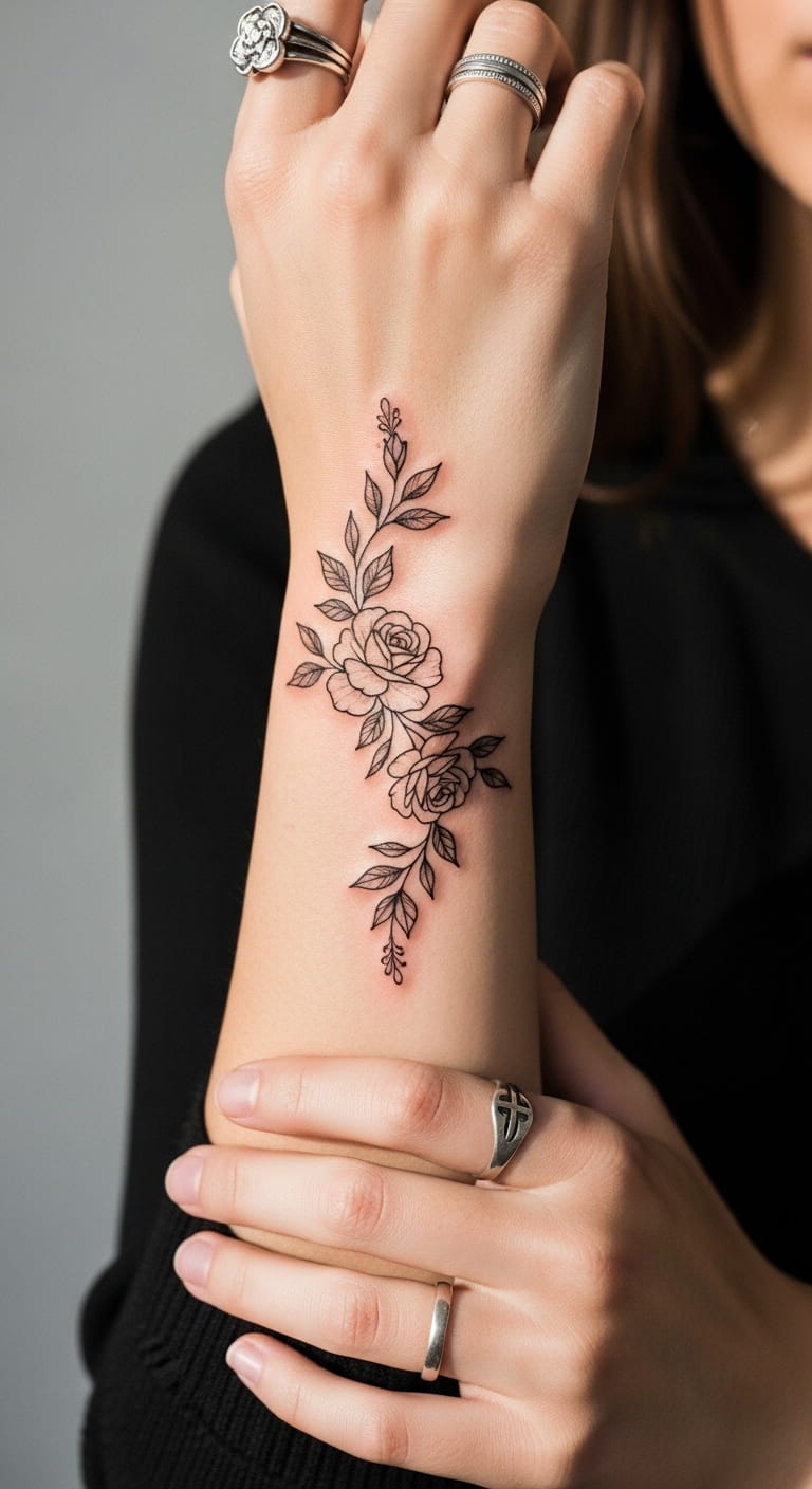 Fine Line Floral Wrist