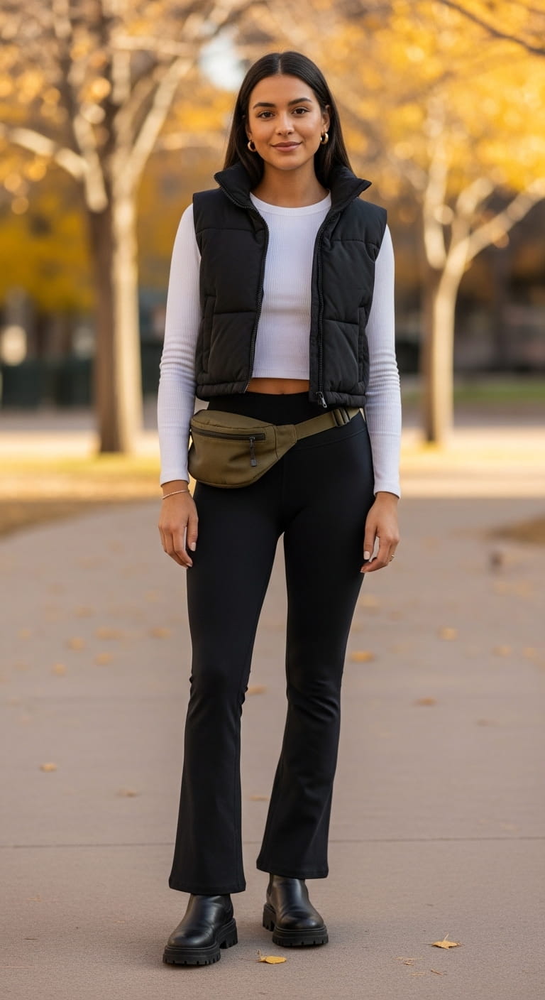Flared Leggings Puffer Vest