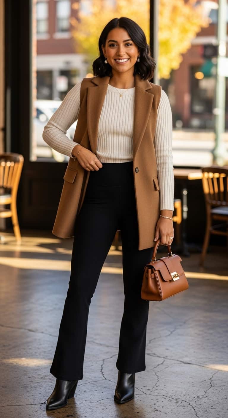 Flared Leggings Vest Layering