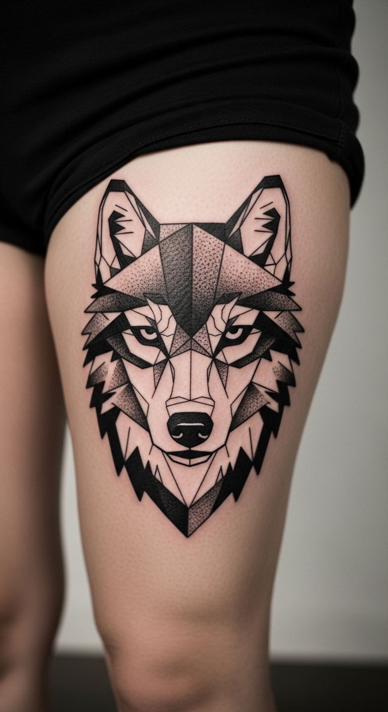 Geometric Wolf Thigh