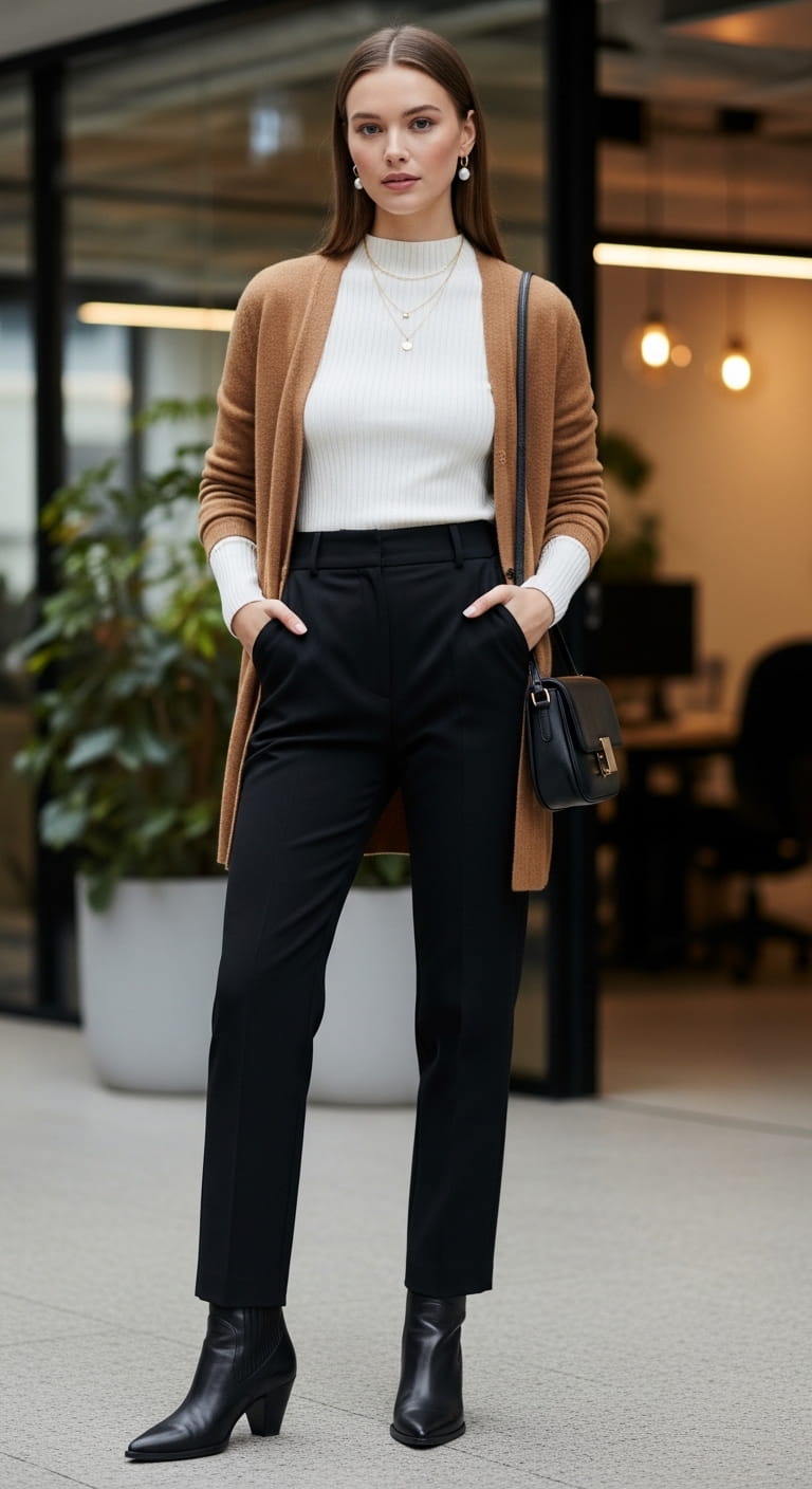 Knit Cardigan Dress Pants