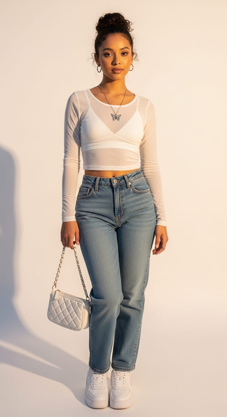 Mesh Top Layering Look