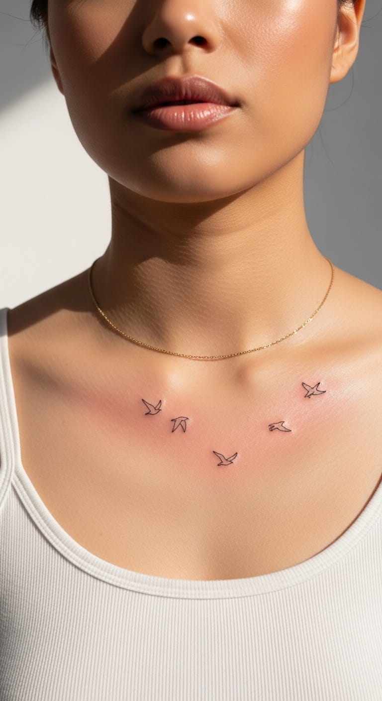 Minimalist Bird Collarbone