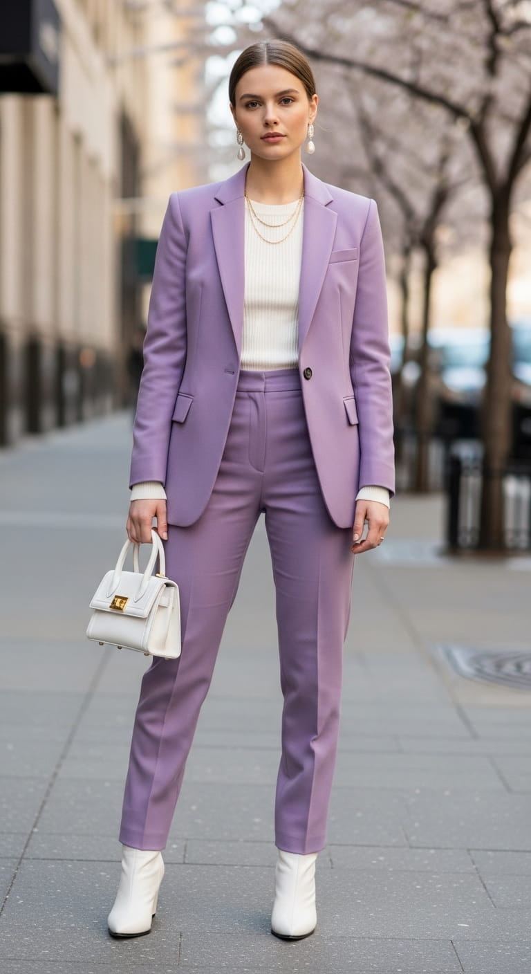 Pastel Blazer White Set