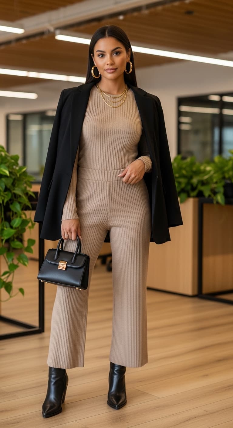 Ribbed Set Blazer Layer