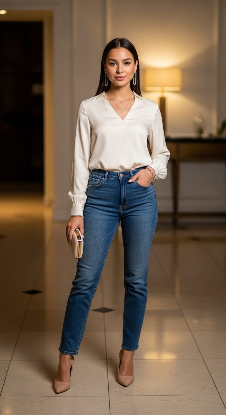 Silk Blouse Jeans