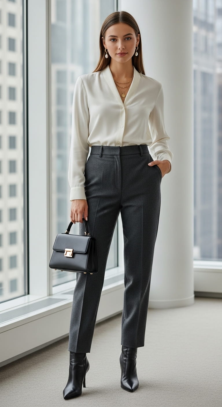 Silk Blouse Tailored Pants