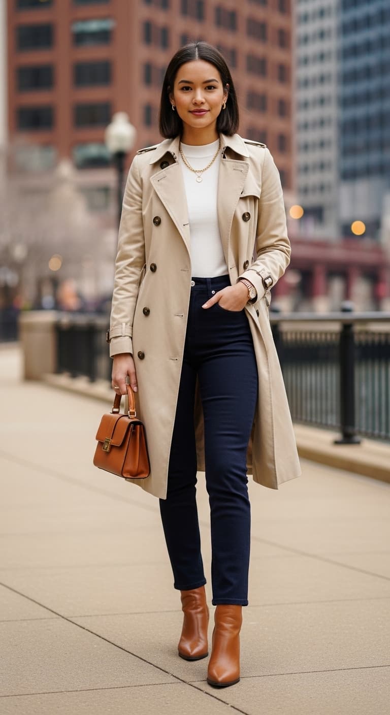 Trench Coat Straight Jeans
