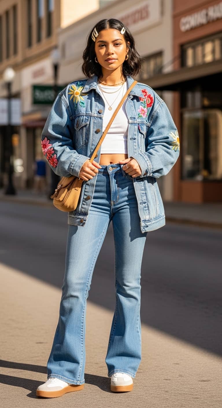 Y2K Floral Denim Jacket